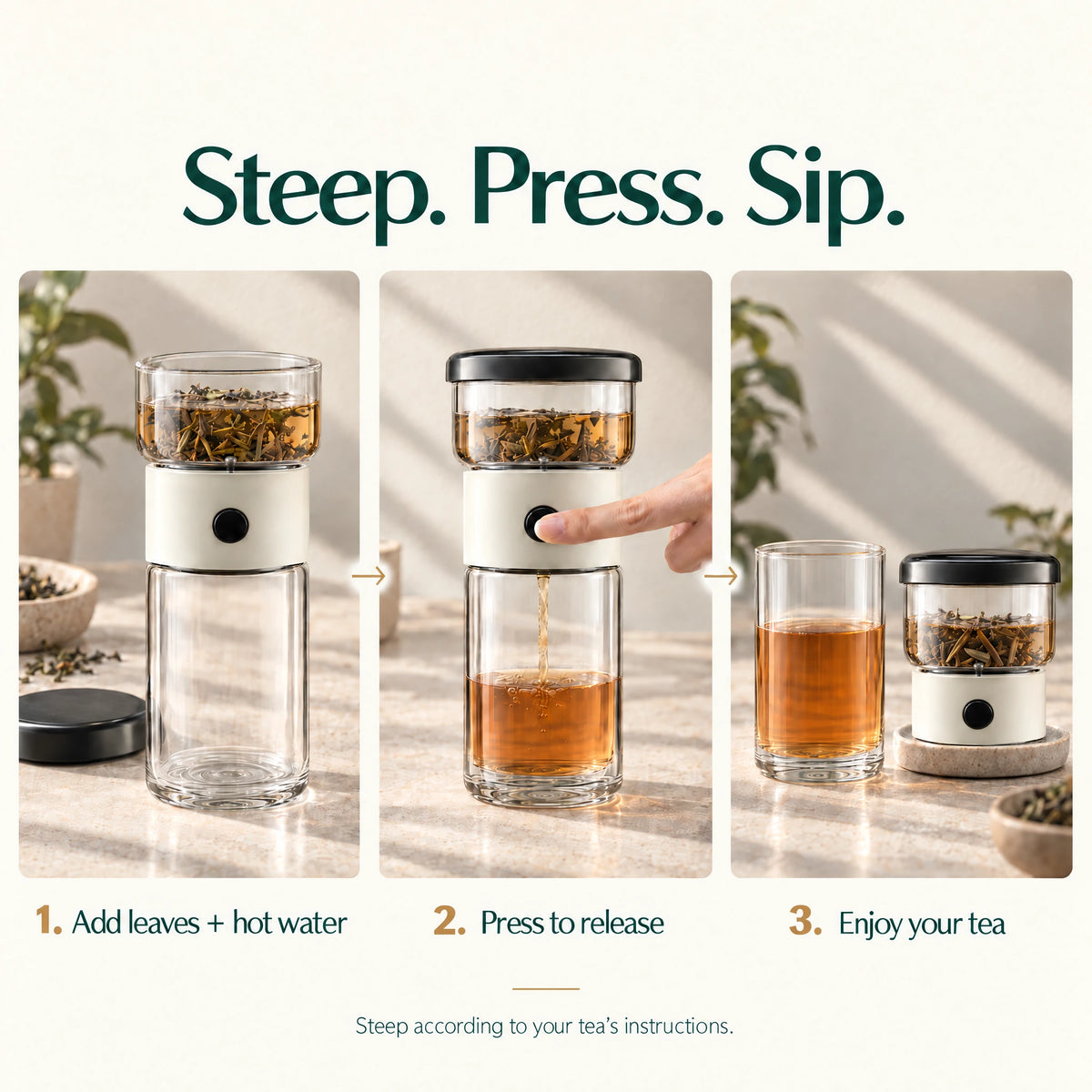 LEAFLOW™ One-Touch Portable Tea Brewer