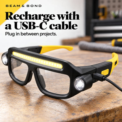 Hands-Free LED Work Glasses